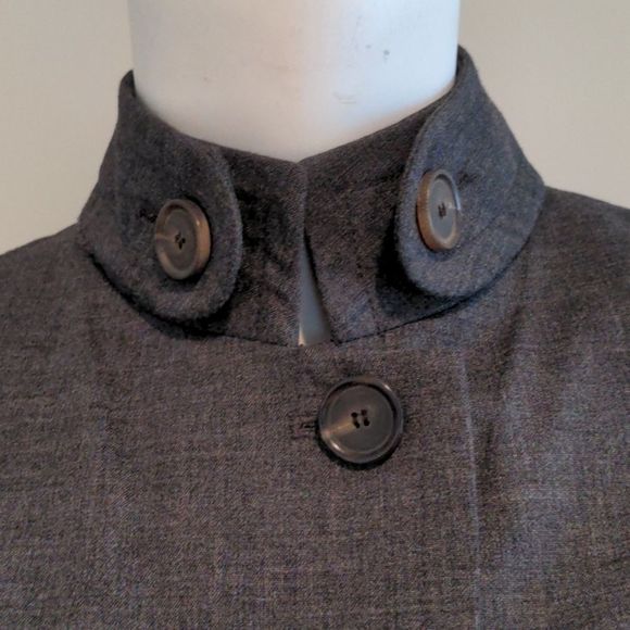 Akris Blazer Charcoal Gray Wool Zipper Pockets Size 8 - Picture 2 of 8